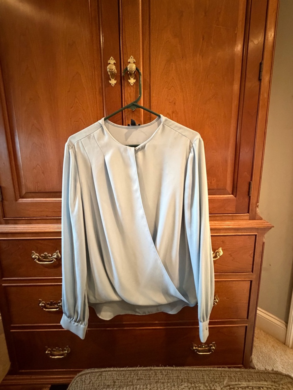 Light Blue Ann Taylor Long Sleeve Surplice Blouse